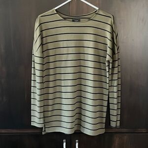 Billabong Olive Green Black Striped Long Sleeve Top Small